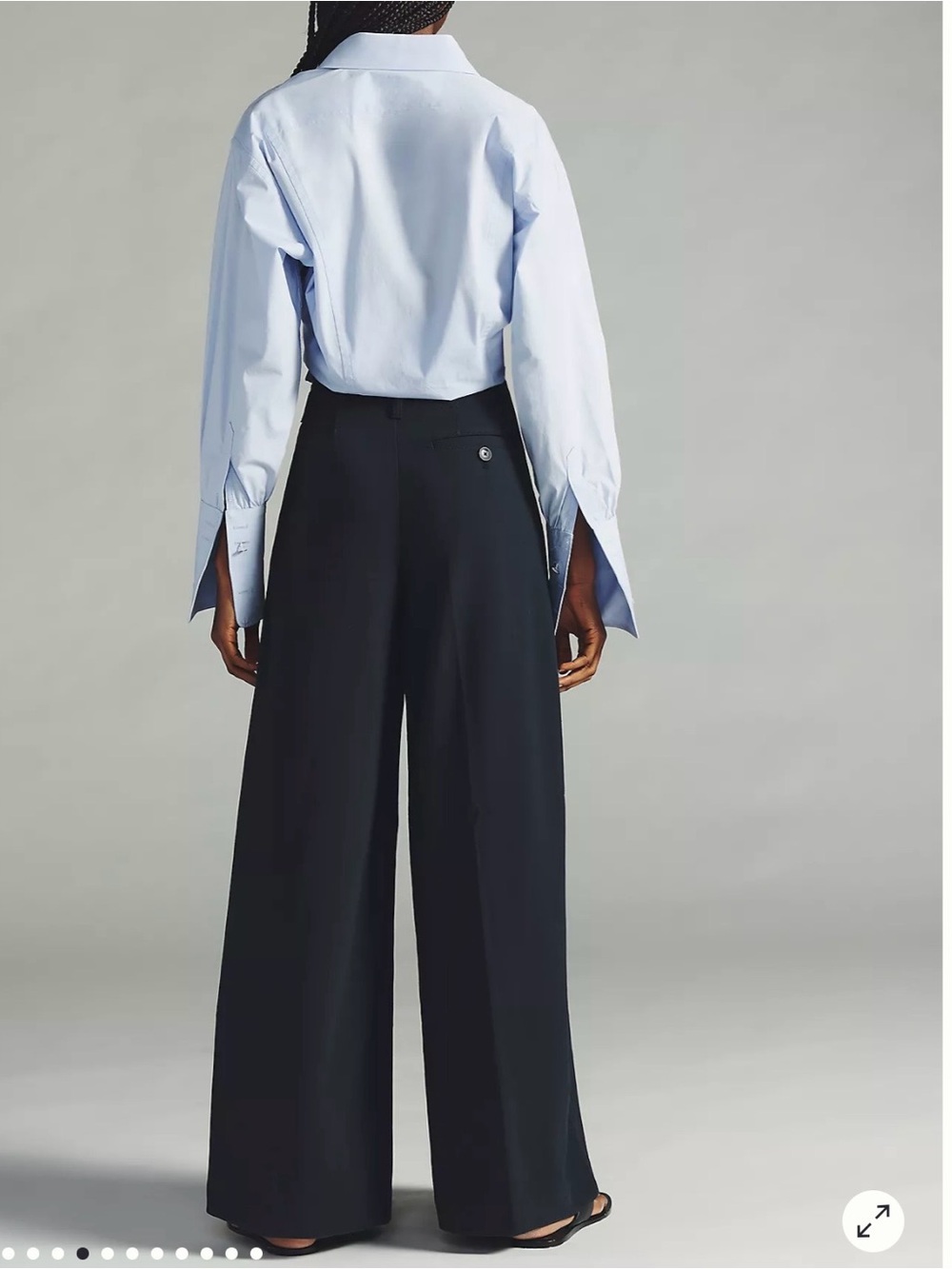 Anthropologie Maeve Pleated Trousers Black Wide-Leg High-Rise Trousers - Picture 12 of 13